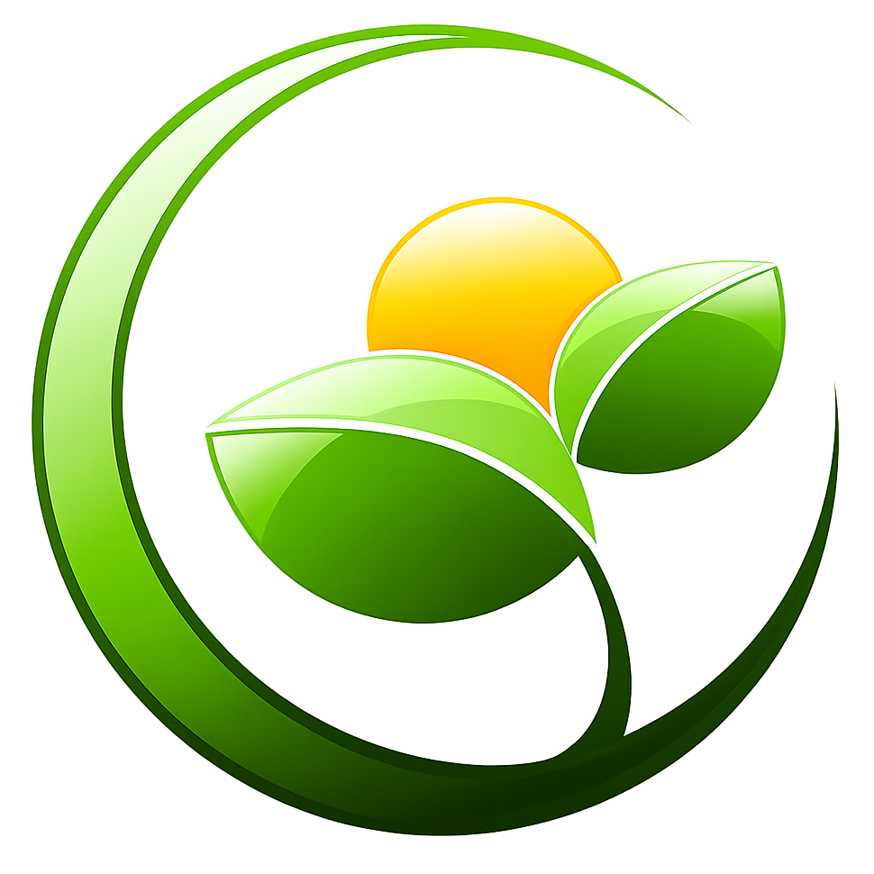 green renewal symbol with sun